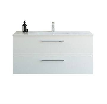 Dansani Mido+ møbelsæt 121cm m/Amber vask og 2 skuffer, Hvid mat + GRATIS INDRETNINGSBAKKE